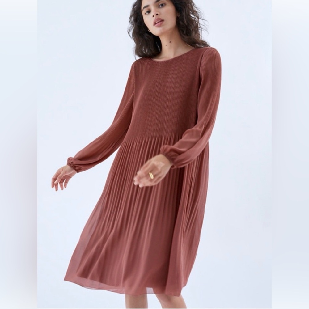 Aritzia Wilfred Daydreamer Pleated Long-Sleeve Midi Dress - Size XS